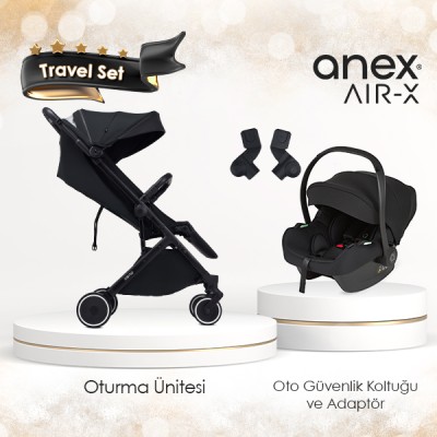 Anex® - Anex Air-X Kabin Boy Travel Sistem Bebek Arabası Seti - Siyah