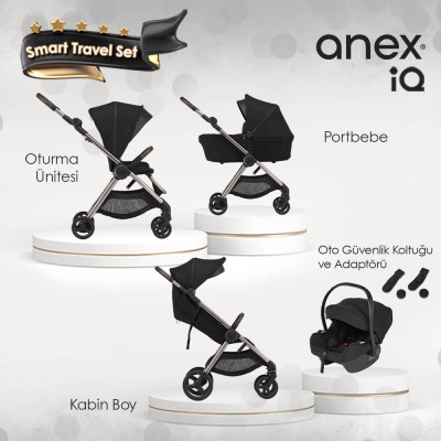 Anex® - Anex IQ Premium Smart Travel Sistem Bebek Arabası Seti - Smoky